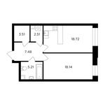 Планировка 1-комнатной квартиры, 55,57 м2