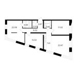 Планировка 4-комнатной квартиры, 107,58 м2