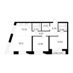 Планировка 3-комнатной квартиры, 80,35 м2