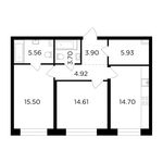 Планировка 2-комнатной квартиры, 68,82 м2