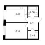 Планировка 1-комнатной квартиры, 46,33 м2