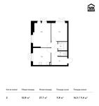 Планировка 2-комнатной квартиры, 52,8 м2