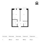 Планировка 1-комнатной квартиры, 33,5 м2