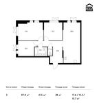 Планировка 3-комнатной квартиры, 87,8 м2