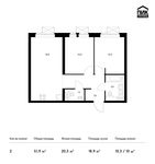 Планировка 2-комнатной квартиры, 51,9 м2