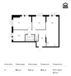 Планировка 3-комнатной квартиры, 88,1 м2