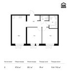 Планировка 2-комнатной квартиры, 57,6 м2