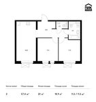 Планировка 2-комнатной квартиры, 57,4 м2