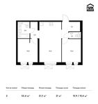 Планировка 2-комнатной квартиры, 55,4 м2