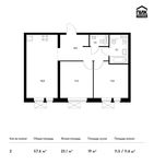Планировка 2-комнатной квартиры, 57,6 м2