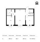 Планировка 2-комнатной квартиры, 60,5 м2