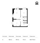 Планировка 2-комнатной квартиры, 52,5 м2