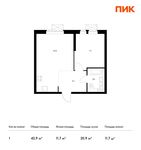 Планировка 1-комнатной квартиры, 42,9 м2