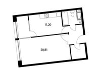 Планировка 1-комнатной квартиры, 44,2 м2