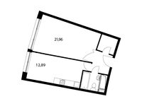 Планировка 1-комнатной квартиры, 46,5 м2