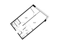 Планировка 2-комнатной квартиры, 58,5 м2