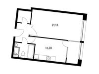 Планировка 1-комнатной квартиры, 46 м2