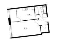 Планировка 1-комнатной квартиры, 45,8 м2