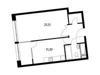 Планировка 1-комнатной квартиры, 45,4 м2