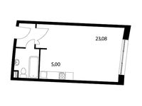 Планировка квартиры студии, 34,7 м2