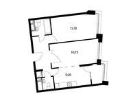 Планировка 2-комнатной квартиры, 57,5 м2