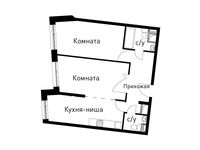Планировка 2-комнатной квартиры, 59,8 м2