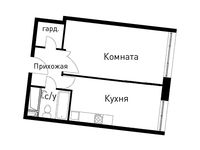 Планировка 1-комнатной квартиры, 45,7 м2