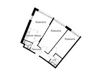 Планировка 3-комнатной квартиры, 74,5 м2
