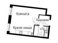 Планировка квартиры студии, 27 м2