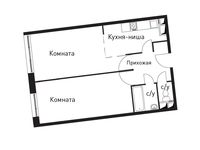 Планировка 2-комнатной квартиры, 56 м2