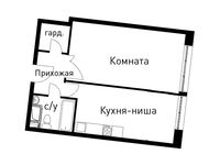 Планировка 1-комнатной квартиры, 45,9 м2
