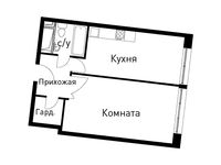 Планировка 1-комнатной квартиры, 45,6 м2