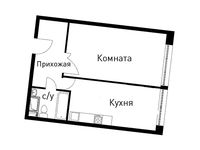 Планировка 1-комнатной квартиры, 46,4 м2