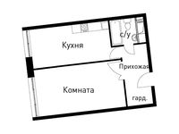 Планировка 1-комнатной квартиры, 46,1 м2