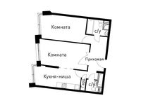 Планировка 2-комнатной квартиры, 58,3 м2
