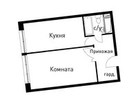Планировка 1-комнатной квартиры, 46,6 м2