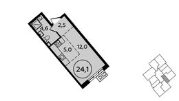 Планировка 1-комнатной квартиры, 24,1 м2