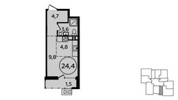 Планировка квартиры студии, 24,4 м2