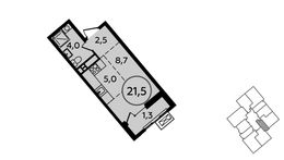 Планировка квартиры студии, 21,5 м2