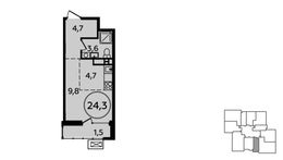 Планировка квартиры студии, 24,3 м2