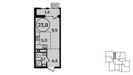 Планировка квартиры студии, 23,8 м2