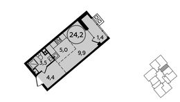 Планировка квартиры студии, 24,2 м2