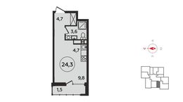 Планировка квартиры студии, 24,3 м2