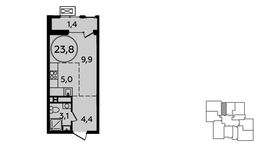Планировка квартиры студии, 23,8 м2