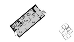 Планировка квартиры студии, 24 м2