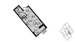 Планировка квартиры студии, 21,7 м2