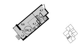 Планировка квартиры студии, 24,3 м2