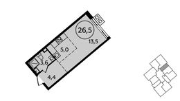 Планировка квартиры студии, 26,5 м2