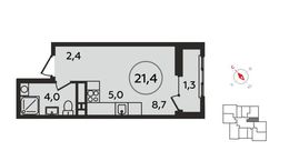 Планировка квартиры студии, 21,4 м2