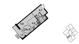 Планировка квартиры студии, 24,4 м2